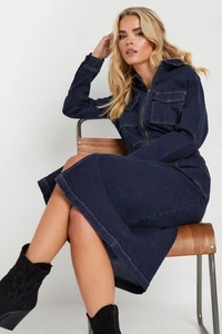 PixieGirl Petite Women's Zip Denim Dress - Picture 1 of 7