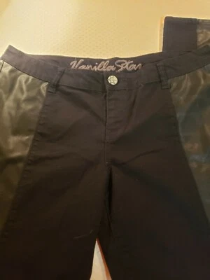 Vanilla Star Women's Black Pants  Size 15 Faux Leather Piecing Legs  - Image 1 of 4