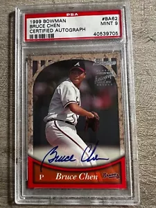 1999 Bowman Autograph #BA62 Bruce Chen S Auto - PSA 9 MINT - Picture 1 of 2