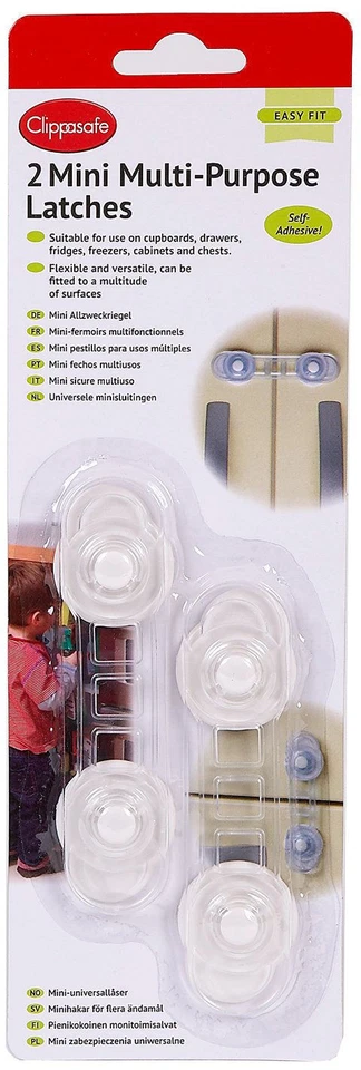 CLIPPASAFE 2 MINI MULTI-PURPOSE LATCHES/LOCKS BABY/CHILD SAFETY PROOFING NEW - Image 1 of 1