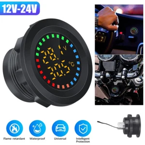 DC 12V LED Digitalanzeige Voltmeter Einbau Rund Wasserdicht Auto Motorrad 24V - Bild 1 von 13