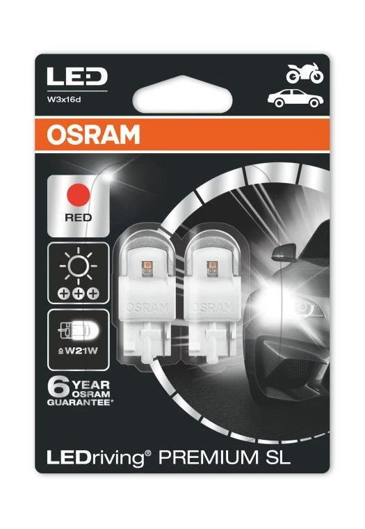 OSRAM LEDriving Premium W21W Rojo Bombillas de freno 7905R-02B LED TwinPack - Imagen 1 de 1