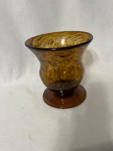 VINTAGE MUNDGEBLASENE SCHILDPATT BRAUN SPRITZER GLAS VASE - Bild 1 von 1