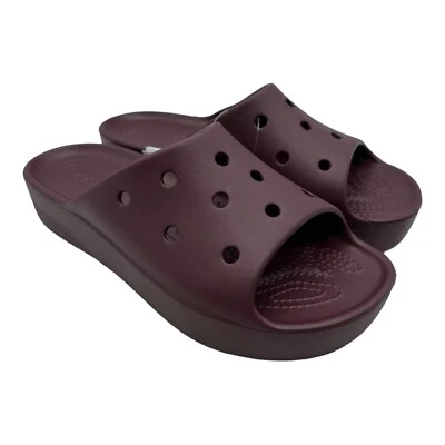 Crocs Classic Platform Slide 女式 9 码深樱桃勃艮第红色 208180-6WD — 第 1/4 张图片