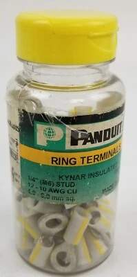 50pc Panduit PK10-14R-L Ring Terminals 1/4" stud 12-10AWG Kynar Insulated  NEW - Image 1 of 4