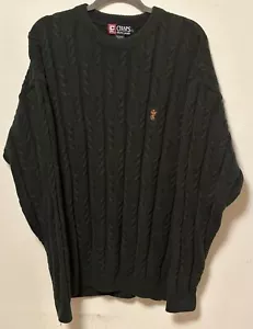 Vintage Chaps Ralph Lauren Sweater Mens L Green Pullover Cable Knit Fisherman - Picture 1 of 4