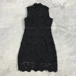Bardot Paneled Lace Embroidered Dress Womens Small High Neck Black Wedding - Picture 1 of 13