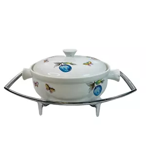 Casserole Dish Andrea Sadek Fruit Butterflies Oven Table Cookware 7240 Vintage - Picture 1 of 12