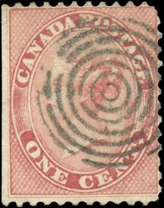 Canada Used F 1c Scott #14 1859 Queen Victoria First Cents Issue Stamp - Bild 1 von 2
