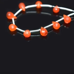 AAA+ Natural Genuine Carnelian Teardrop Faceted Gemstone Beads 3.5" For Jewelry - Picture 1 of 3