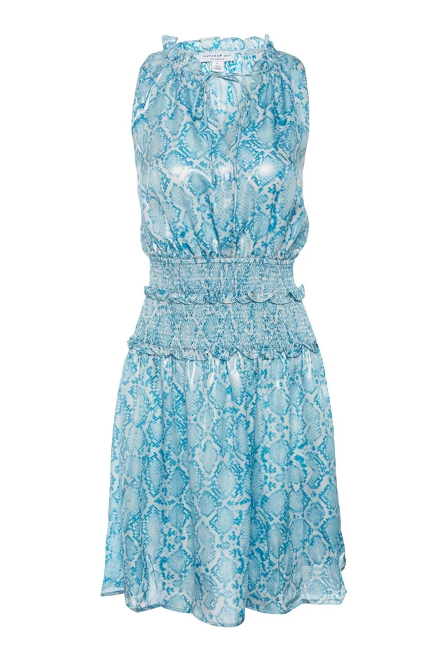 Платье ANTHROPOLOGIE $148 Current Air Snake Python Print Sheen Ruffle размер средний - Изображение 1 из 4