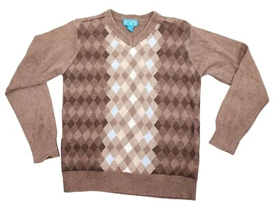 Для мальчиков The Children's Place коричневый бриллиант v-образным вырезом свитер средний 7-8 желтовато-коричневый синий - Изображение 1 из 4