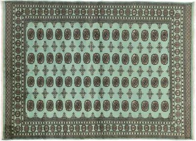 Pakistan Bukhara Carpet 200x250 Hand-knotted Green Geometric Oriental Short Pile - Image 1 of 4