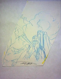 Serie Animada X-Men FIRMADA Producción Dibujada a Mano CASTILLO DE MAGNETO Arte de Fondo - Imagen 1 de 3