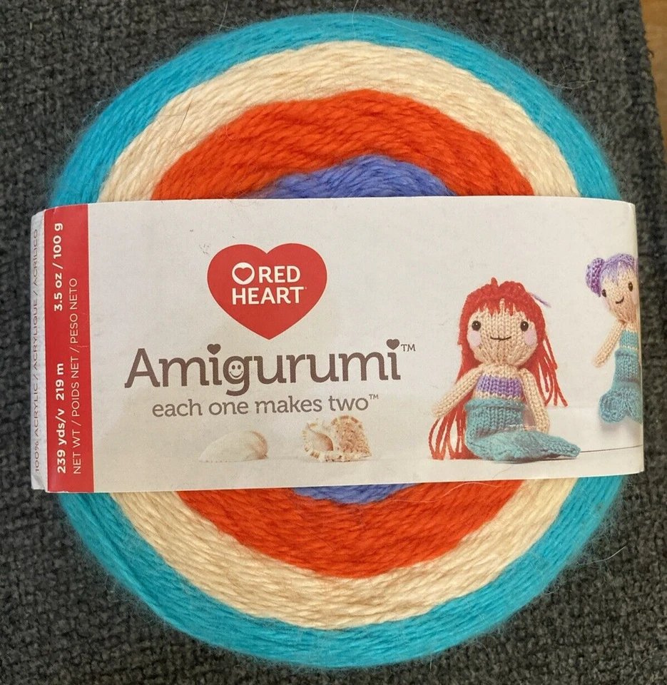 Red Heart Mermaid Amigurumi Yarn With Patterns Crochet - Makes 2