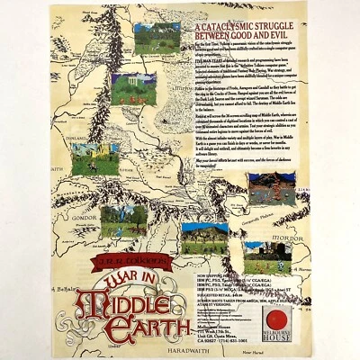 War In Middle Earth Tolkien Vintage Computer PC Video Game 1980s Print Ad Poster - Image 1 of 4