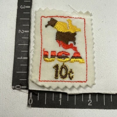 Vtg Philatelic Postage Stamp Theme USA 10¢ Felt Patch (Color Scheme Ver 3) 00TO Foto 1 de 2