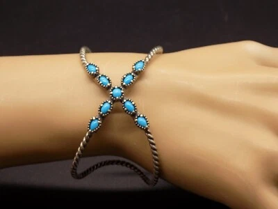 Carolyn Pollack 袖口手链睡美人绿松石 925 纯银 X — 第 1/4 张图片