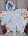 Cuddle Time Vintage Hooded Pram Bunting Suit Blue & White Baby 0-6 Months Usa