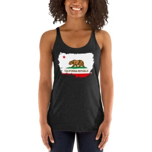 California State Flag Torn and battered Women's Racerback Tank Top Shirt - Picture 1 of 14