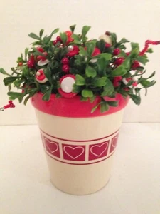 Valentine VTG Button Bokay/Heart Planter-Rustic Country Cottage Chic  Decor - Picture 1 of 1