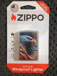 NEW Zippo Genuine Windproof Lighter - Eagle Stripes Pocket Lighter - USA - Picture 1 of 3