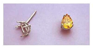 9x6mm Pear Cast Wire Solid Sterling Silver Pre-Notched Tie Tack - Picture 1 of 2