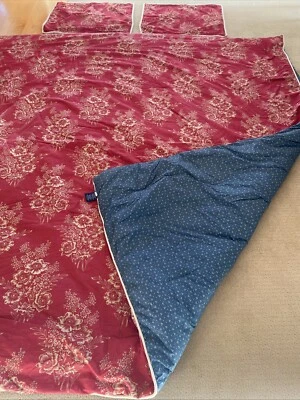 CHAPS RALPH LAUREN TELLURIDE Red Floral REVERSIBLE Queen COMFORTER + 2 Shams SET - Image 1 of 4