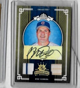 RYNE SANDBERG 2005 DONRUSS DIAMOND KINGS DOBLE BATE/CAMISETA Y CERTIFICADO AUTOMÁTICO #4/5 - Imagen 1 de 1