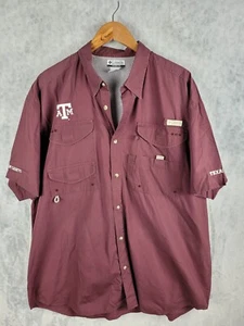 Columbia PFG Texas AM Button Down Shirt Men Sz XL Burgundy Vented UPF *Read - Picture 1 of 12