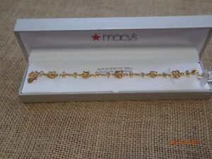 Macy's 18K Gold Plated  Roses Bracelet Asst. Diamonds Rose Boxed New in Box