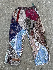 Sacred Threads Patchwork Boho Hippie Wide Leg Loose Pants Multicolor Size S - Picture 1 of 6