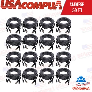 50FT Security Camera Cable Video Surveillance Cable CCTV BNC Siamese Wire 16 PCS - Picture 1 of 3