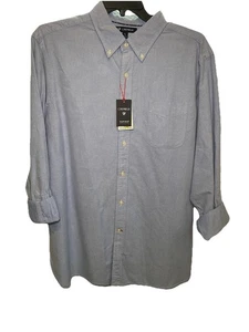 Camisa de vestir para hombre nueva con etiquetas D. Cremieux talla XL azul liso con botones - Imagen 1 de 11