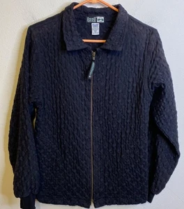 EZZE WEAR Exterior Tejido Gofre Negro Bolsillos con Cremallera Abrigo Chaqueta Talla PEQUEÑA Canadá - Imagen 1 de 3