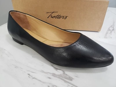 ОЧЕНЬ ЧИСТЫЙ - 12 шириной - Trotters Estee T1556-057 черный кожаный мокасины туфли на плоской подошве - Изображение 1 из 4