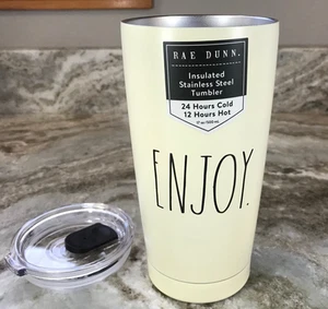 Travel Coffee Mug Rae Dunn Enjoy Insulated Stainless Steel Double Walled New. - Picture 1 of 12