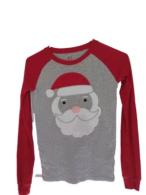 Festive PJ PLACE Unisex Grey & Red Appliqued Santa pajama top only - Size 16 - Image 1 of 4