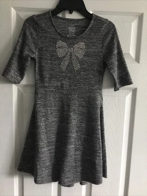 VESTIDO NIÑA TALLA 7-8 GRIS CON LAZO BLING POR FADED GLORY Foto 1 de 3