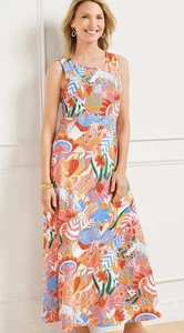 Talbots Marvelous Floral Multicolor Sleeveless Twist Back Dress Size XL - Picture 1 of 7