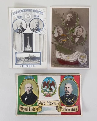 Mexican Independence Figures Postcards, Set of 3 - Hidalgo, Diaz, Juarez C.1910 - Image 1 of 4