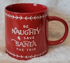 Taza de café roja Be Naughty & Save Santa the Trip vacaciones de Navidad taza de 16 onzas - Imagen 1 de 2