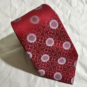 Ike Behar NY Men's Red Geometric Design 100% Silk Necktie 58"x3.25" - Picture 1 of 6