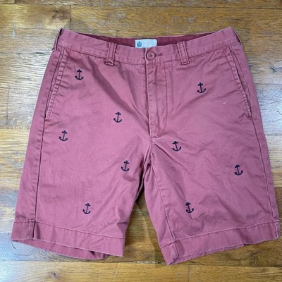 Pantalones Cortos Chinos J Crew Para Hombre 30 Rojo/Rosa Bordados Anclas Estampado Algodón Preppy AOP Foto 1 de 4