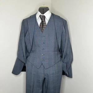 1960s Mens 42R Suit 37x29 3 Piece Gray Blazer Sport Coat Jacket 2 Button USA - Picture 1 of 17