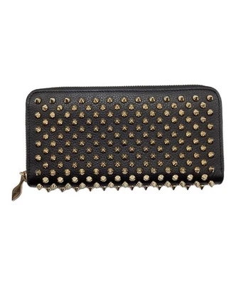 Christian Louboutin Auth Panettone Long Wallet Calfskin Black Spike Studs Black - Image 1 of 4