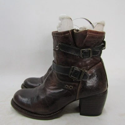 Botas de Vaquero BED STU Mujer Talla 7.5 M Cuero Marrón Hebilla con Cremallera al Tobillo Foto 1 de 4