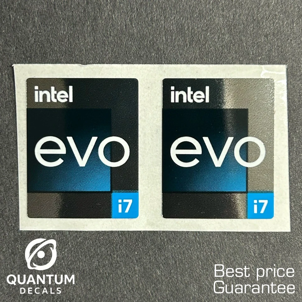 2x OEM Intel EVO i7 Desktop / Laptop sticker label (NEW) 18mm x 23mm - Image 1 of 1