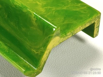 Bakelite Mahjong Tile Rack 1pc Bright Green + Cream SWIRLS Catalin +BrassScrews - Image 1 of 4