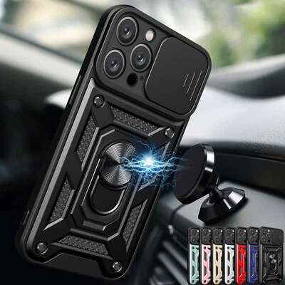 For iPhone 15 Pro Max 14 13 12 11 7 8 XR Shockproof Stand Case Slide Lens Cover - Image 1 of 4
